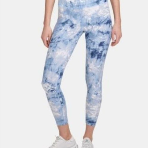 DKNY Womens Cosmos Blue Tie Dye Print 7/8 Length Leggings medium - Picture 2 of 10